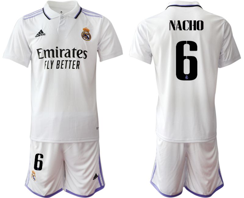 Men 2022-2023 Club Real Madrid home white 6 Soccer Jersey